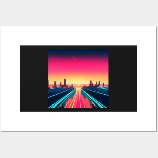 Synthwave highway Posters and Art